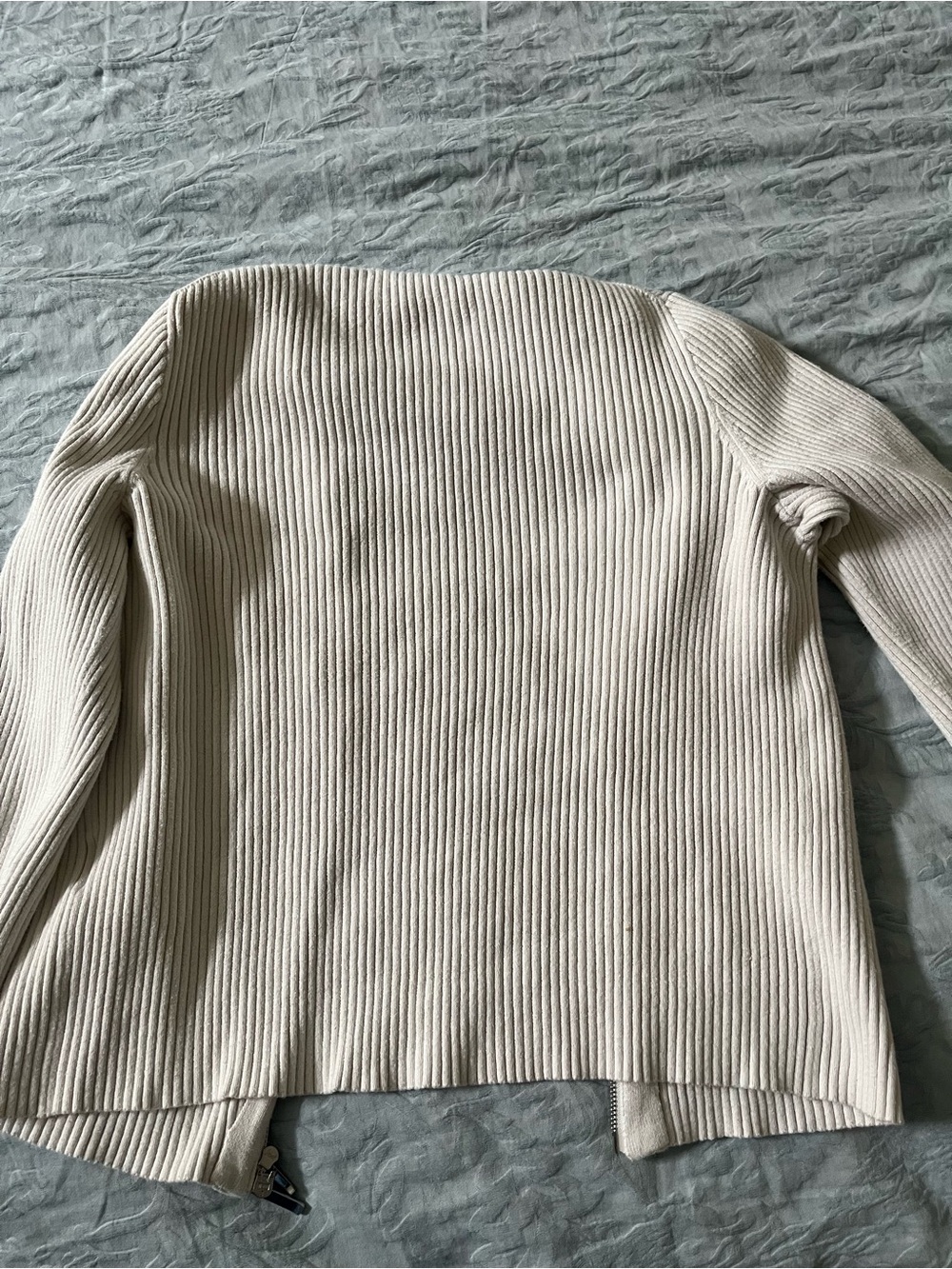 Madewell Cream Ribbed Zip-Front Cardigan - Picture 4 of 4